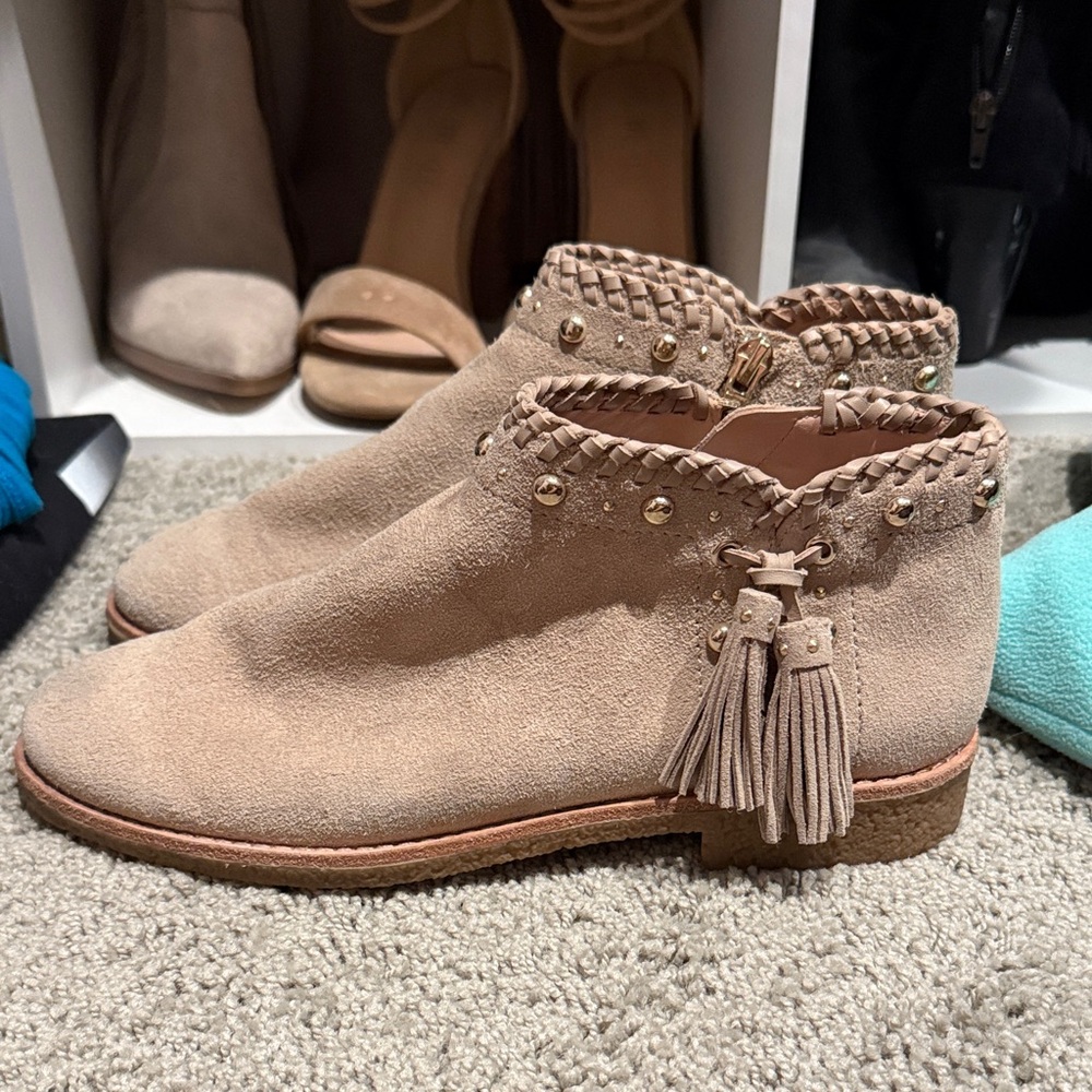 Kate Spade Beige Ankle Boots with Tassels